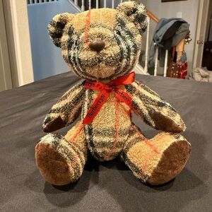Burberry Vintage Check Thomas Teddy Bear Red Bow 
2000 Collection 15x15x10cm